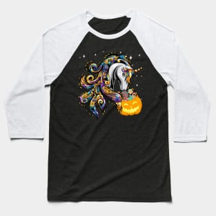 Cute Candy Corn Unicorn Halloween Top Baseball T-Shirt